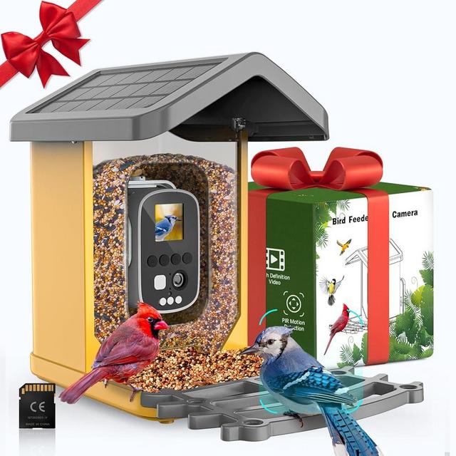 FlowaFoli Bird Feeder with Camera Solar Powered,1080P HD Auto Capture Bird Videos with Panel with Visual Operation, with 32G Card