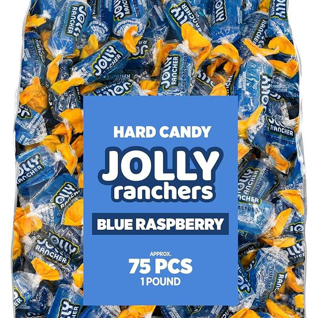Blue Raspberry Jolly Ranchers Hard Candy – Original Flavor – 1 LB Bulk Bag (Approx. 75 Pieces) – Individually Wrapped Tart & Sweet Treats for Baby Showers, Back to School, Birthdays & Gift Bags