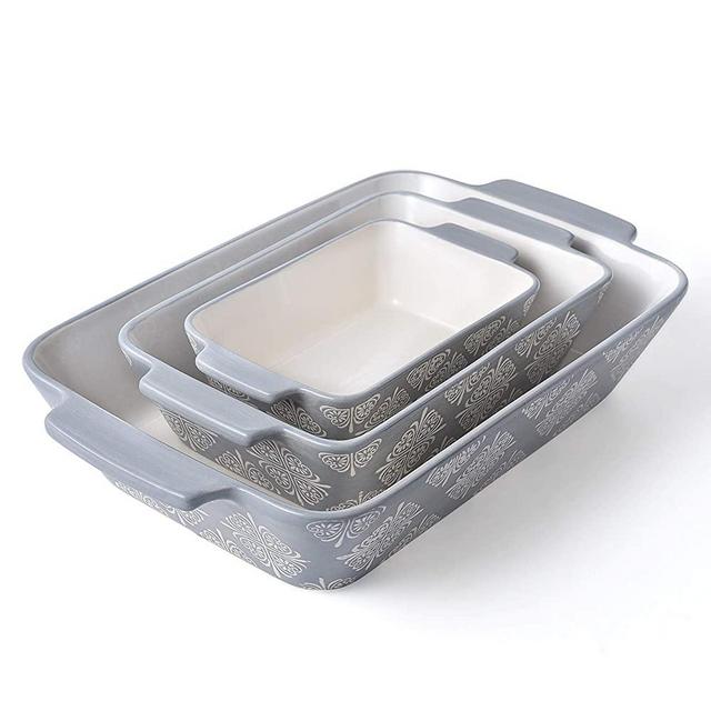 KINGSBULL HOME Baking Dish Ceramic Casserole Dish Baking Set 3-pcs Bakeware Sets Lasagna Pan Baking Dishes Baking Pan