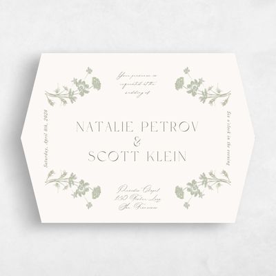 Green Diamond Wedding Invitation - Dianora Landscape
