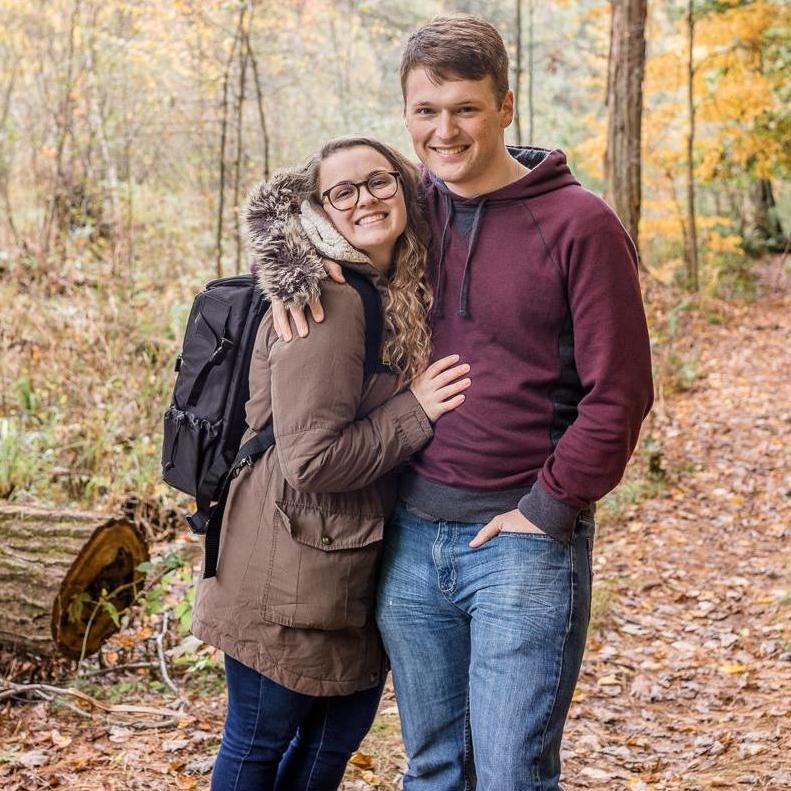 Hike in Wisconsin Dells, day after our engagement, October 12, 2019