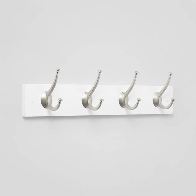 4 Hooks Rail Nickel Hooks Ivory - Threshold™