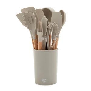 GreenLife 11-Piece Silicone Utensil and Crock Set | Taupe