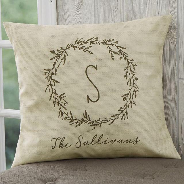 Personalized Farmhouse Floral 18-Inch Throw Pillow