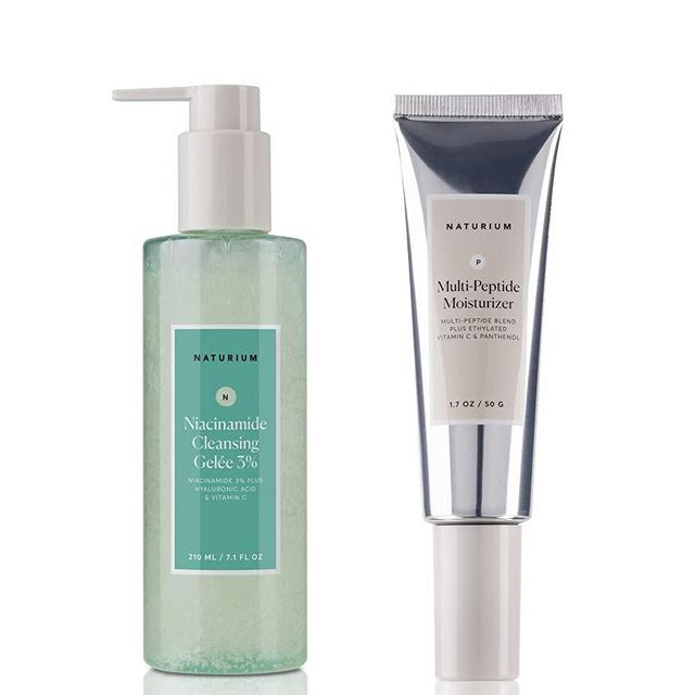 Naturium Cleanse & Hydrate Duo, Niacinamide Cleansing Gelee 3% & Multi-Peptide Moisturizer, Daily Face Wash Routine