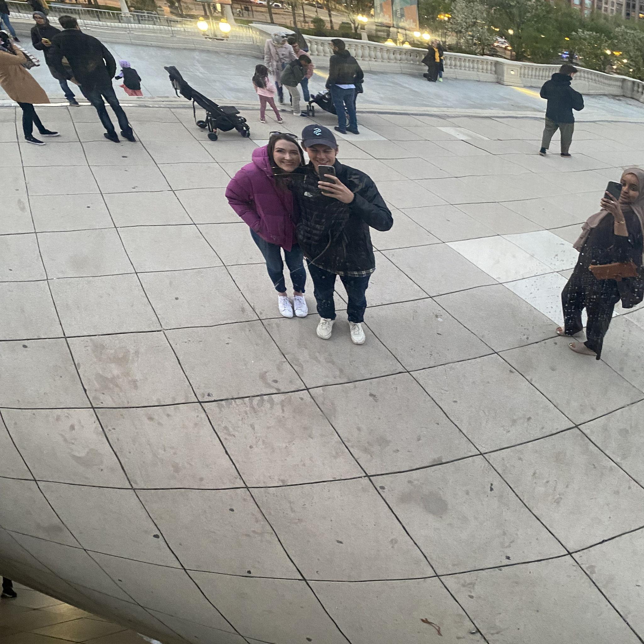May 2022. Windy City selfie! Caroline moved to Chicago for a couple months for a work rotation, and we did all the tourist activities when Will visited.
