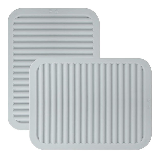 IFFMYJB Trivets for Hot Dishes, Silicone Trivets for Hot Pots and Pans, Heat Resistant Hot Pads for Kitchen Counter, 2 Pcs Multi-Purpose & Versatile Trivet Mat (9"x12")(Light Grey)