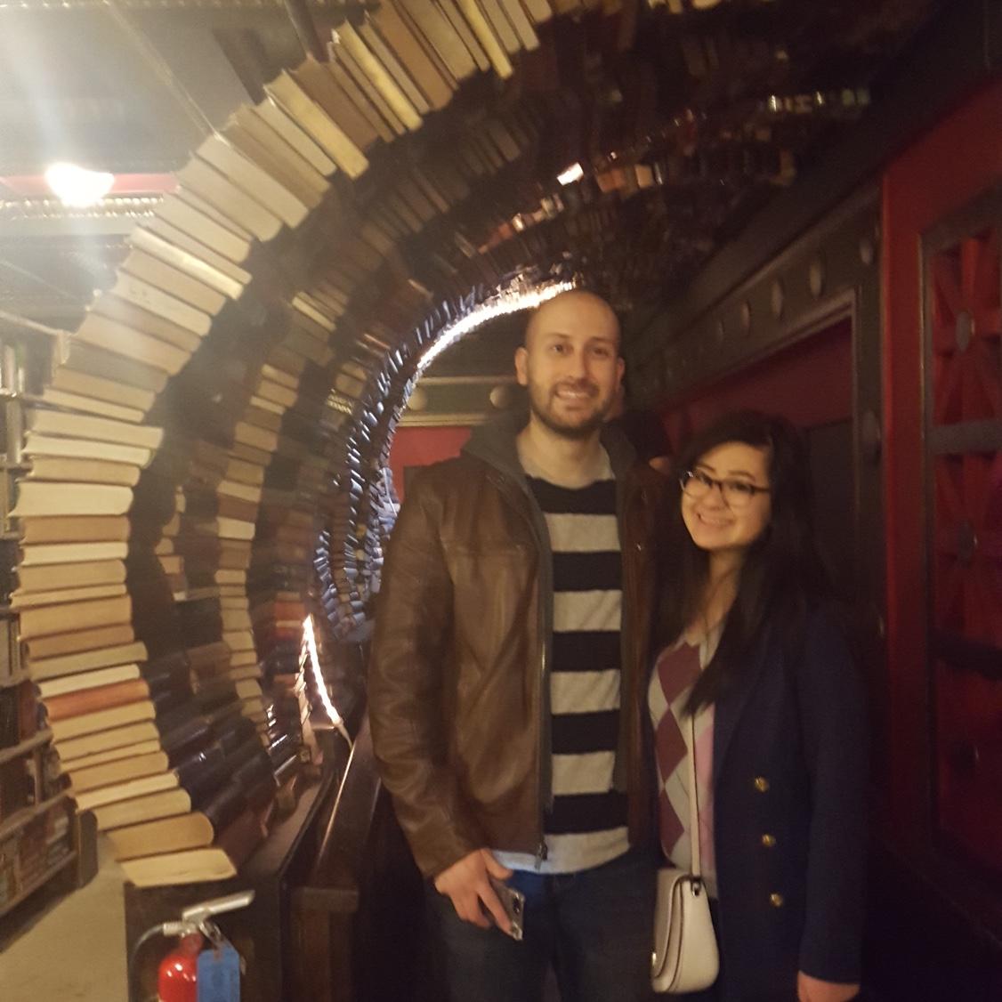 The first of many trips together to the Last Bookstore!