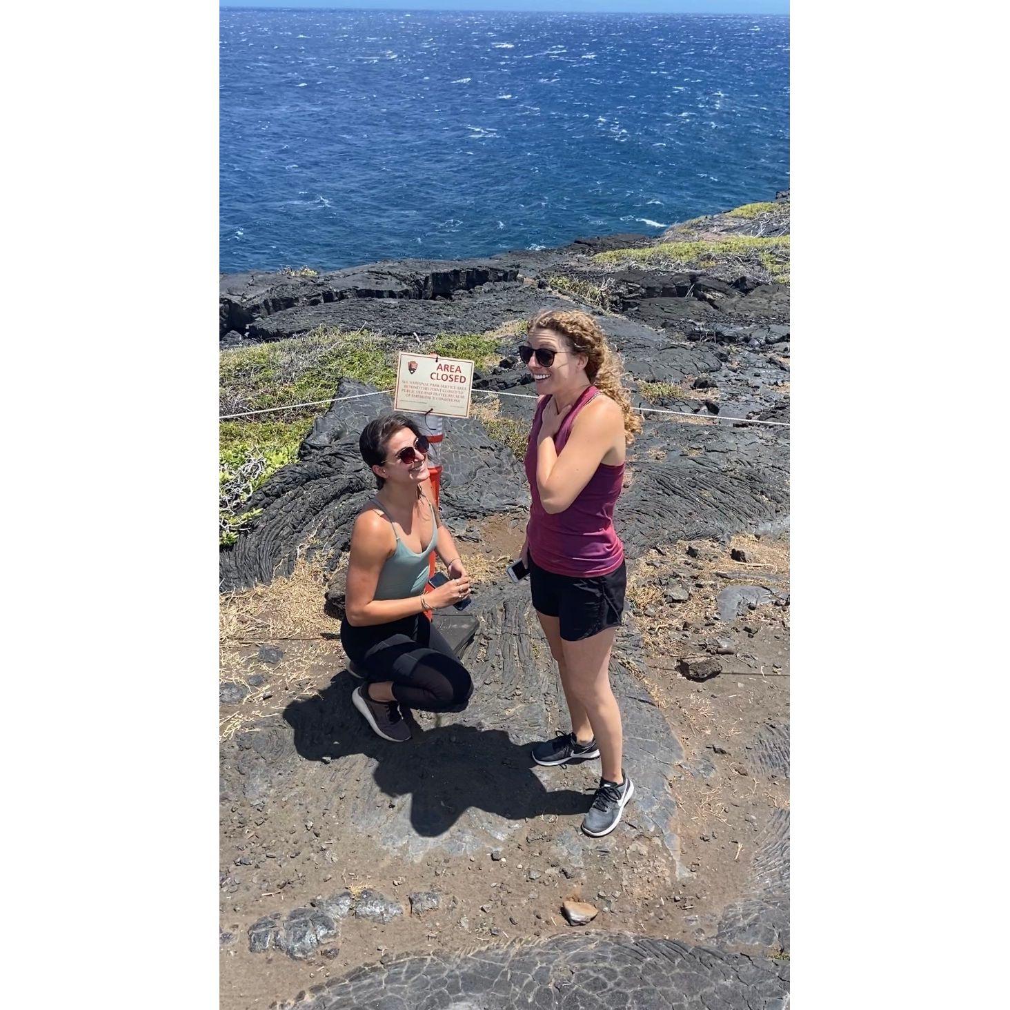 Engaged! Hawaii Volcanoes National Park, Big Island - 2021 *Fun fact; Alex was down on one knee for about a minute. Taylor had no clue what was happening over the wind!