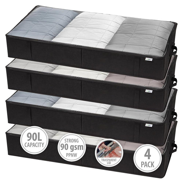 StorageExpert Closet Organizers and Storage - Maximize Space with Under Bed Storage Containers & Clothes Storage - Ideal Closet Storage, Toy Storage Organizer & Underbed Storage (Black, 4 Pack)