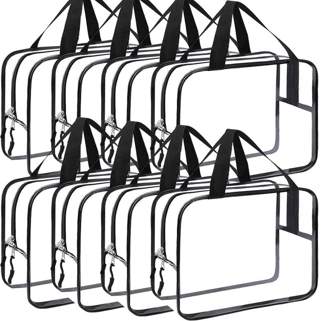 8 Packs XL Toy Storage Bags, Reusable Clear PVC Board Game Storage, Toy Storage Organizer Bags with Zipper for Building Blocks, Puzzle and Handmade Accessories, Clear Toiletry Bag
