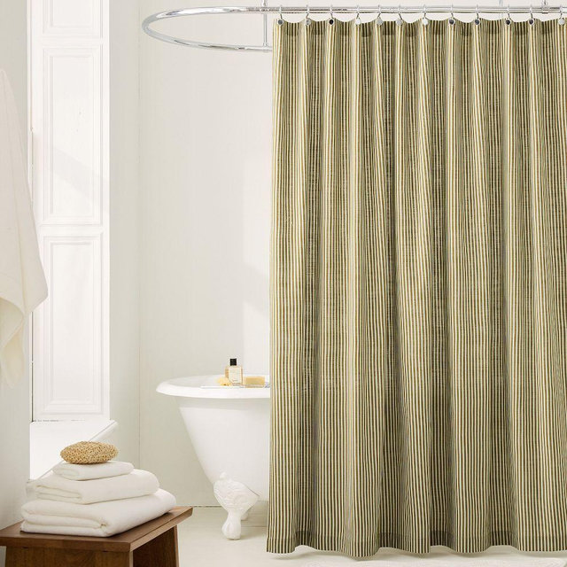 Pierce and Ward Mini Stripe Shower Curtain 72x74, Olive