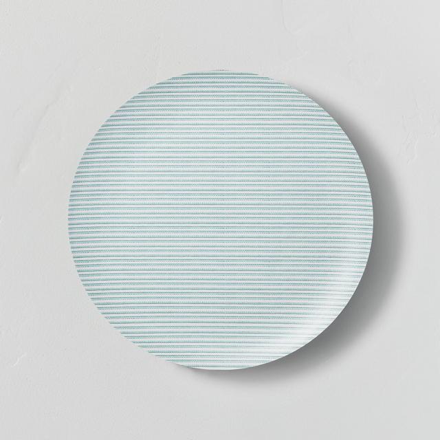 Bamboo Melamine Tick Stripes Dinner Plate Teal - Hearth & Hand™ with Magnolia