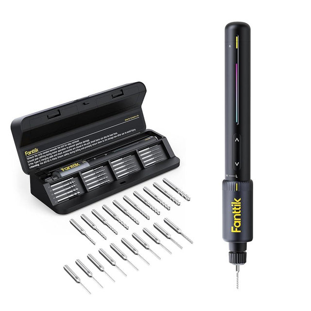 Fanttik K2 Nano Power Drill, Hand Drills, 20 Bits, 800mAh Rechargeable, Tool Kit for DIY Projects, Shells, Plastic, Jewelry, PCB, Aluminum Plate