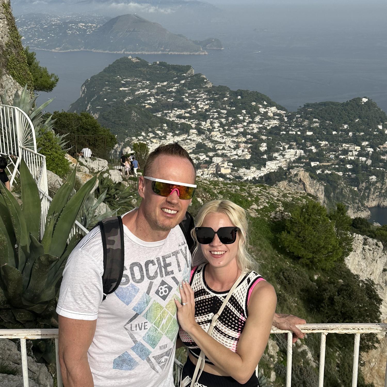 One month after our engagement at the top of the island of Capri!