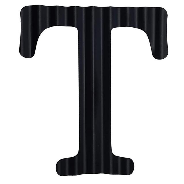 13.7" Metal Letters for Wall Decor, Corrugated Black Large 3D Letters, Decorative Farmhouse Hanging Alphabet Signs for Home Bedroom Office Wedding Party (T)