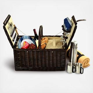 2-Person Willow Picnic Hamper with Blanket & Coffee Set