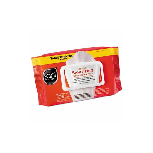 No-Rinse Sani Wipes Multi-Surface 9" x 8" Softpack 12 Packs of 72 per case_AB