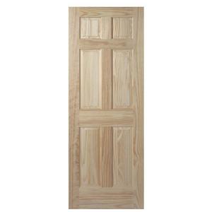 6-Panel Solid Core Wood Pine Slab Door 32-in X 80-in