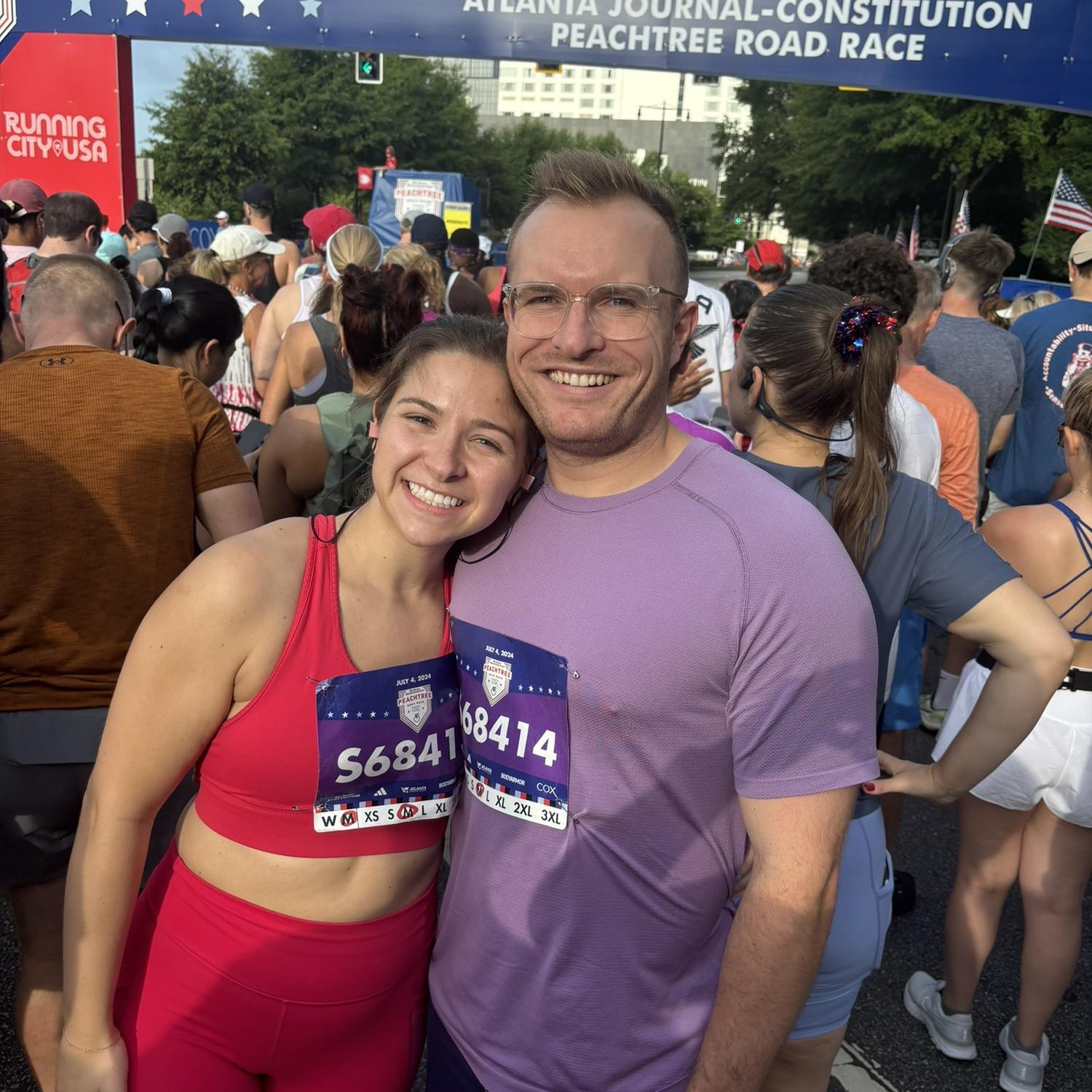 Our first Peachtree Road Race together