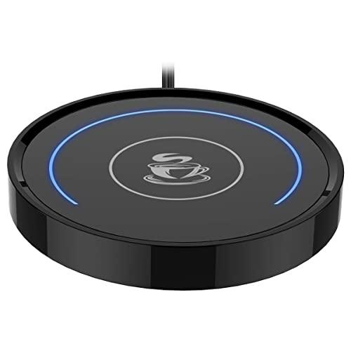 Coffee Mug Warmer, Cup & Coffee warmer Smart Thermostat Coaster for Hot Tea Beverage Office/Home Desk Use with Gravity Switch Auto On/Off 135F, Semi-ring LED Indicator