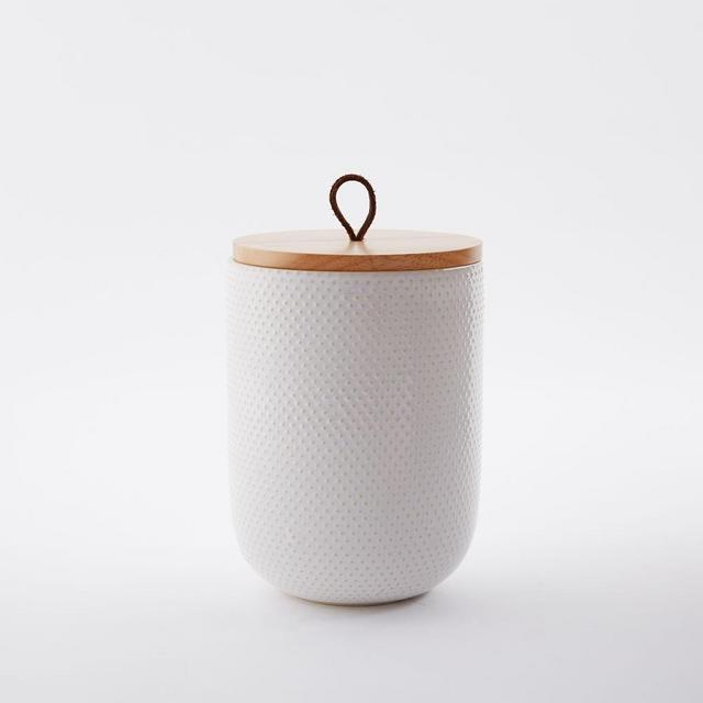 Textured Kitchen Cannister, Tall, White Dots
