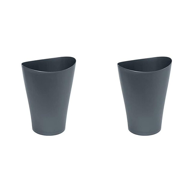 Rubbermaid Spa Works Vanity Wastebasket, Home/Bathroom/Office Use, Small 2.25 Gallon, Plastic, Gunmetal Blue (Pack of 2)