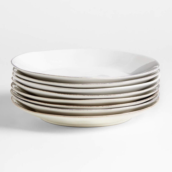 Marin White Stoneware Dinner Plates, Set of 8