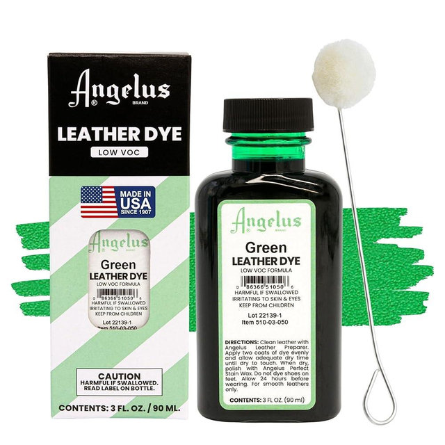 Angelus Leather Dye - Flexible Leather Dye for Shoes, Boots, Bags, Crafts, Furniture, & More 3oz, Dauber Included (Green)