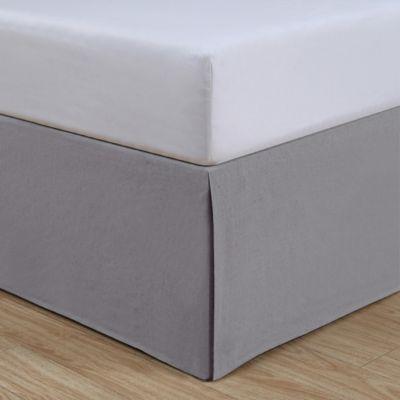LinenWeave Vintage Washed Queen Bed Skirt in Grey