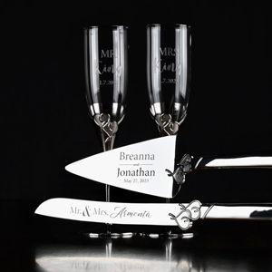 Personalized Flutes with Cake Cutting Set