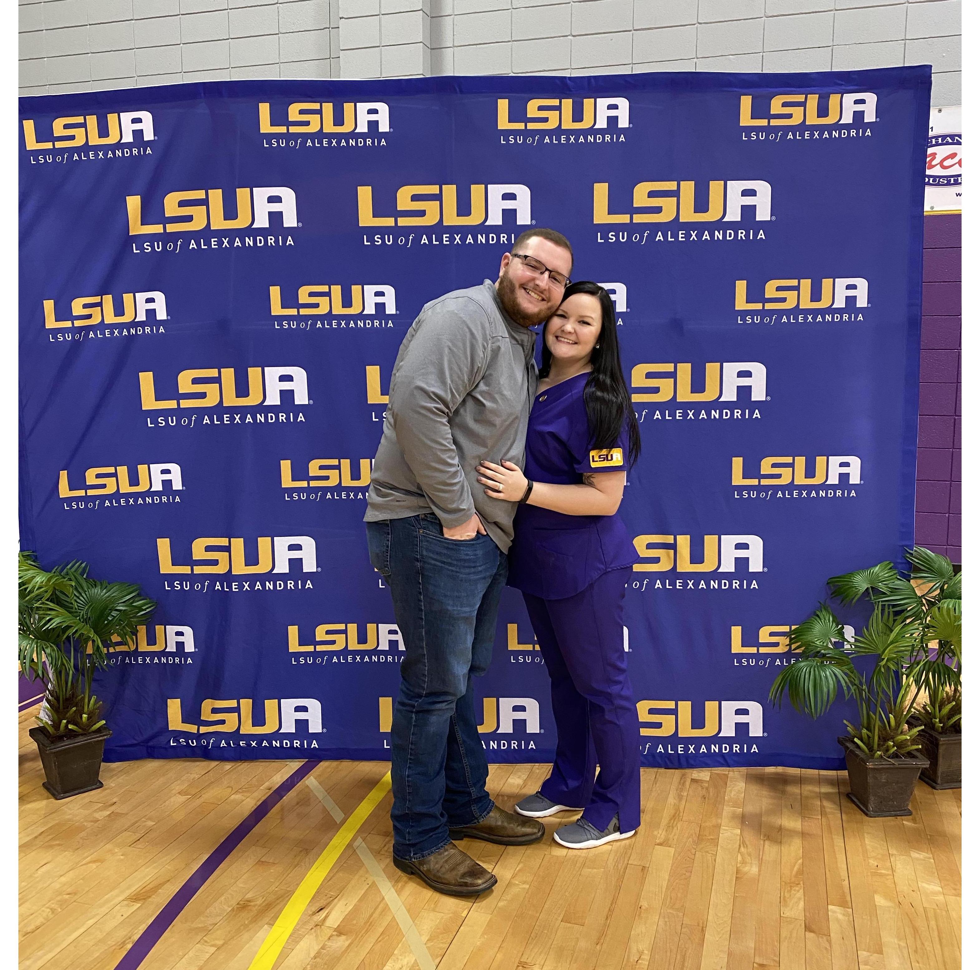 I finished nursing school with his support, now I'm supporting him to his finish line!