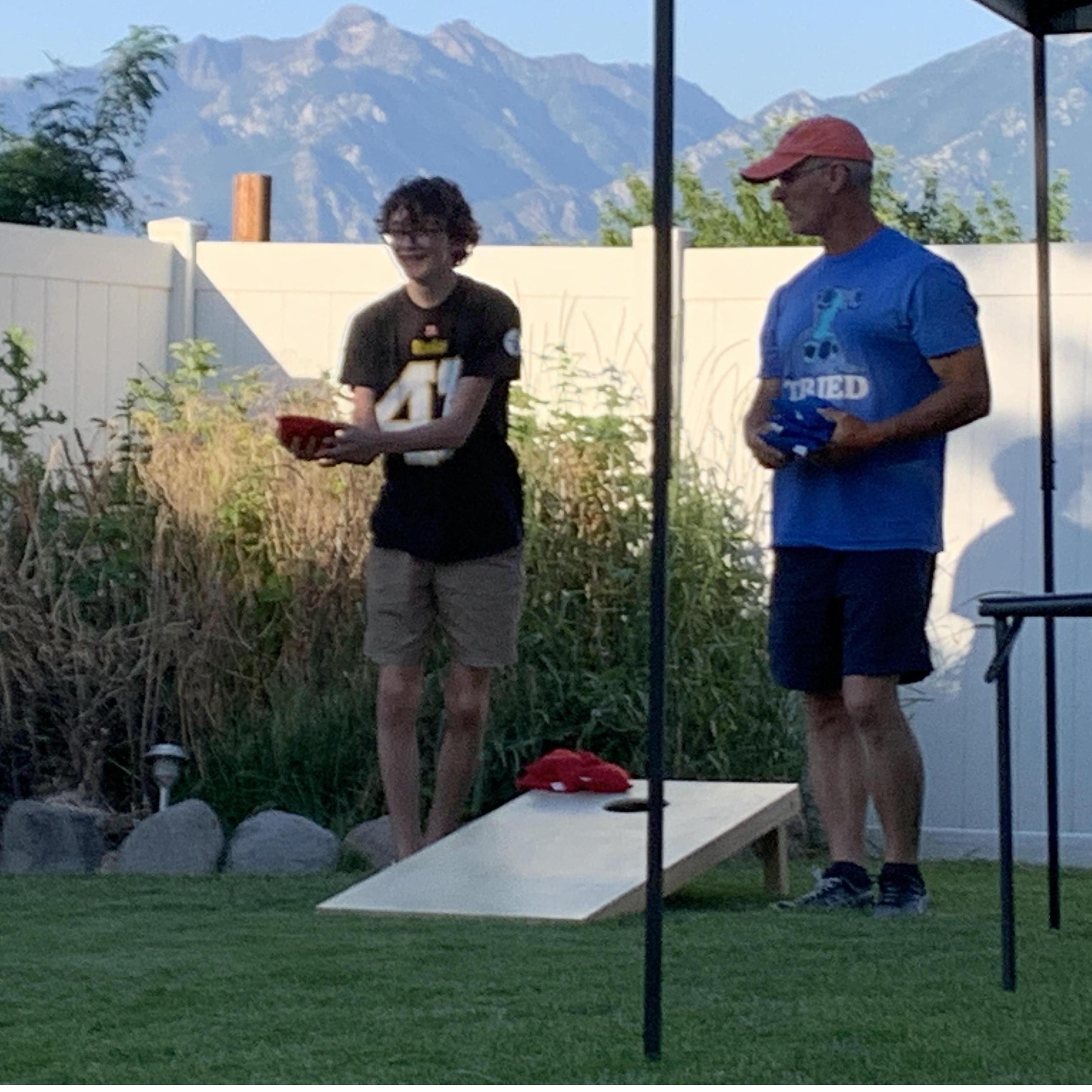Don't ever play cornhole with Mike and the kids, unless you want to lose. :)