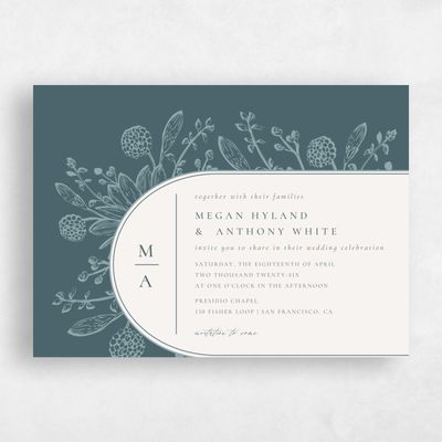 Deep Blue Spruce Wedding Invitation - Preciada Landscape