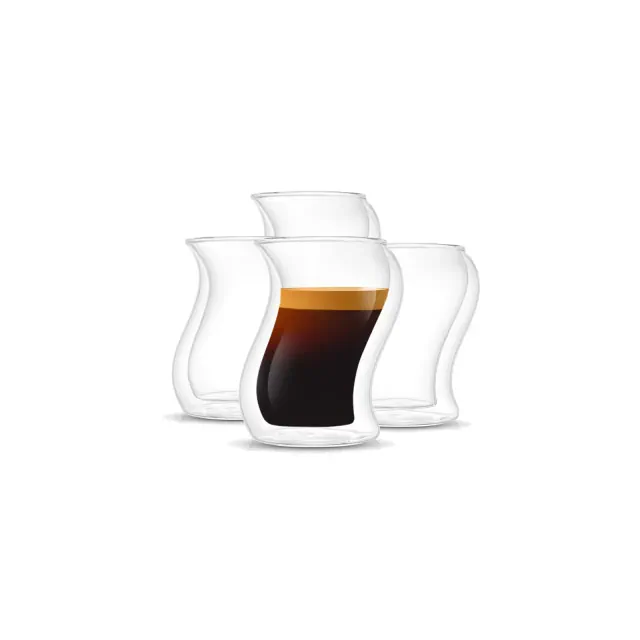 JoyJolt Pivot Double Wall Espresso Shot Glass - Set of 4 Thermo Espresso Shot Glasses - 2 oz