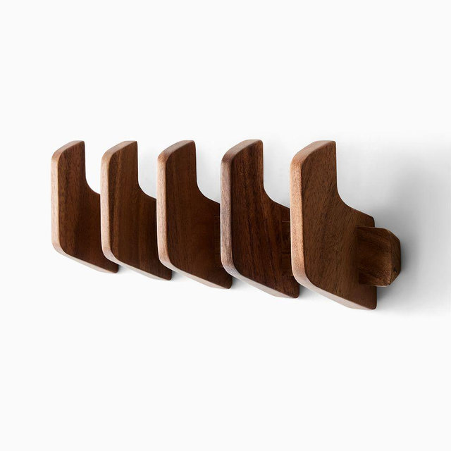 Cobb Wood Bath Storage, Multi Hook, O/S, Acacia, Cool Walnut