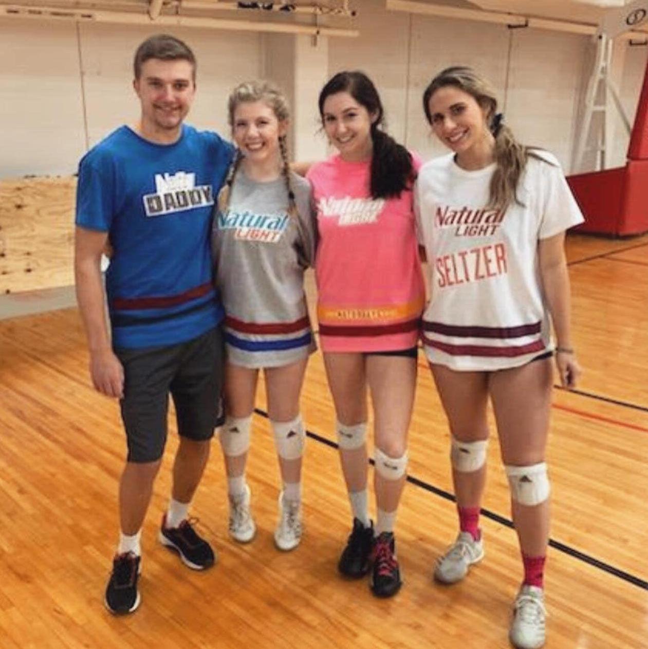 One of many volleyball tournaments we played in together, ft our favorite drinks at the time as our team theme - Natty Lights<3