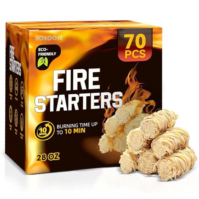 Hosoote 70 pcs Fire Starter - Natural Fire Starters for Fireplace, Pellet Stove & Wood, Campfires, BBQ, Pizza Oven, Fire Pit, Smoker - Fire Starters for Grill, Charcoal Fire Starter for Grill