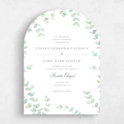 Green Arch Wedding Invitation - Opalite Portrait