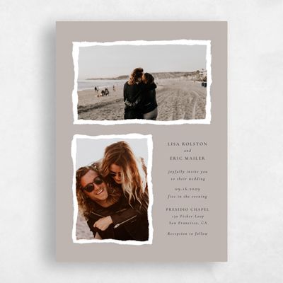 Greige, Grey Wedding Invitation - Jayden Portrait