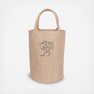 Rooster Jute Bucket Bag