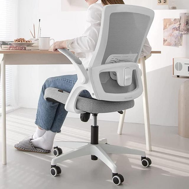 neo chair High Back Mesh Chair Adjustable Height and Ergonomic Design Home Office Computer Desk Chair Executive Lumbar Support Padded Flip-up Armrest Swivel Chair (Grey)