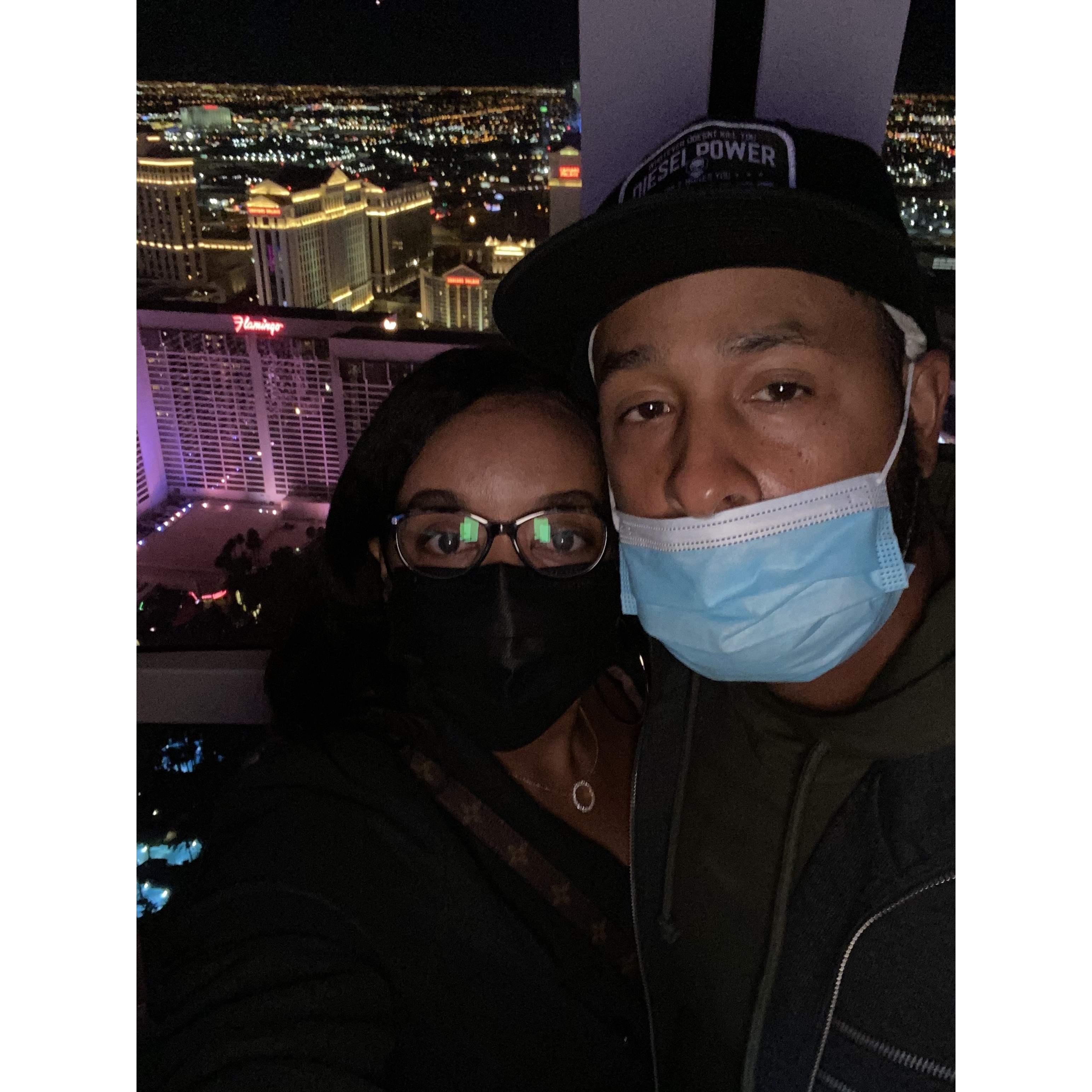 Freshly engaged and masked 