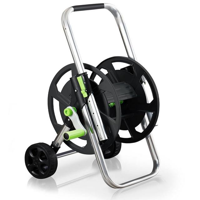 Garden Hose Reel Portable Hose Cart Hold 75-150Ft of 5/8 Inch Hose, Metal Water Hose Holder with Wheels for Outside Yard Lawn