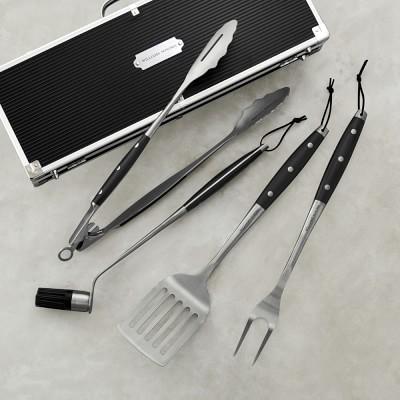 Williams Sonoma Stainless-Steel BBQ Tool Set in Black Box