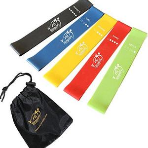 Fit Simplify Resistance Loop Exercise Bands with Instruction Guide, Carry Bag, EBook and Online Workout Videos, Set of 5