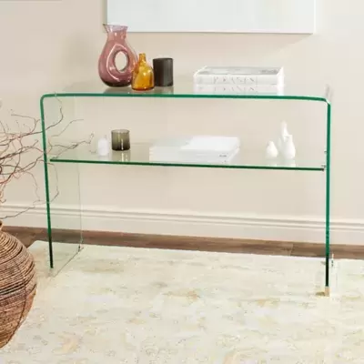 Glass Console Table with Shelf