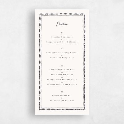 Ebony, Beige Wedding Menu - Galleria