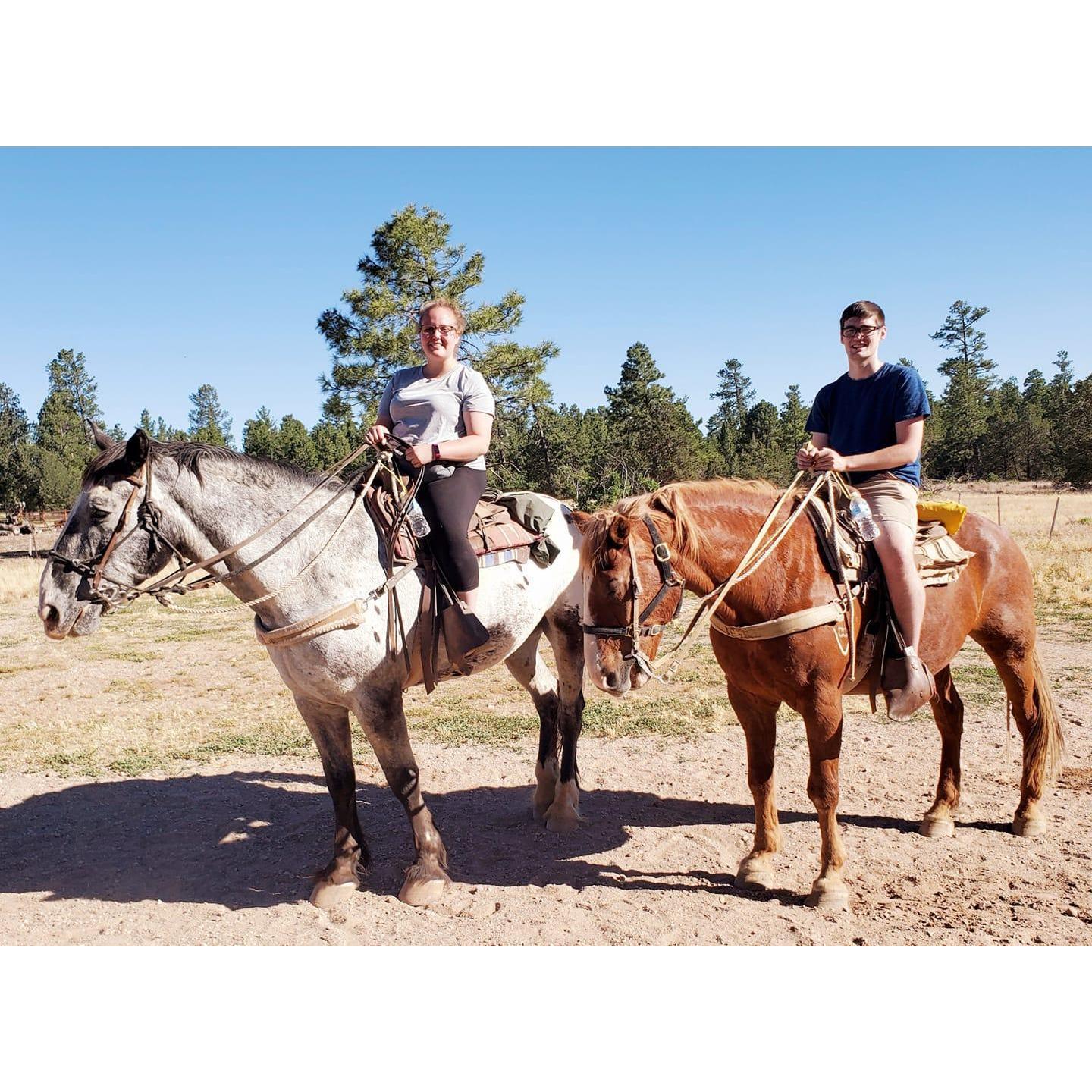 Tony rode a horse for the first time in Arizona (next to the Grand Canyon). July 2019