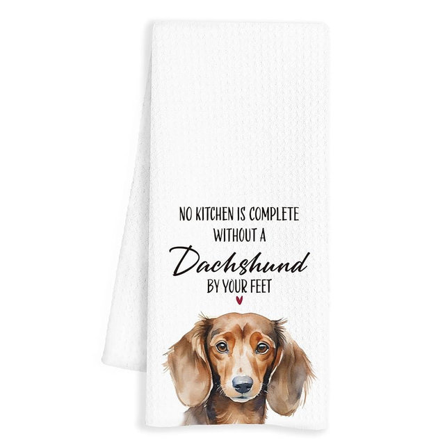 INDAJEDN Funny Dachshund Gifts Kitchen Towels, Cute Weenie Gifts for Women, Weiner Dog Gift, Funny Weiner Dachshund Dog Hand Towel for Kitchen Decor, 16x24 Inch